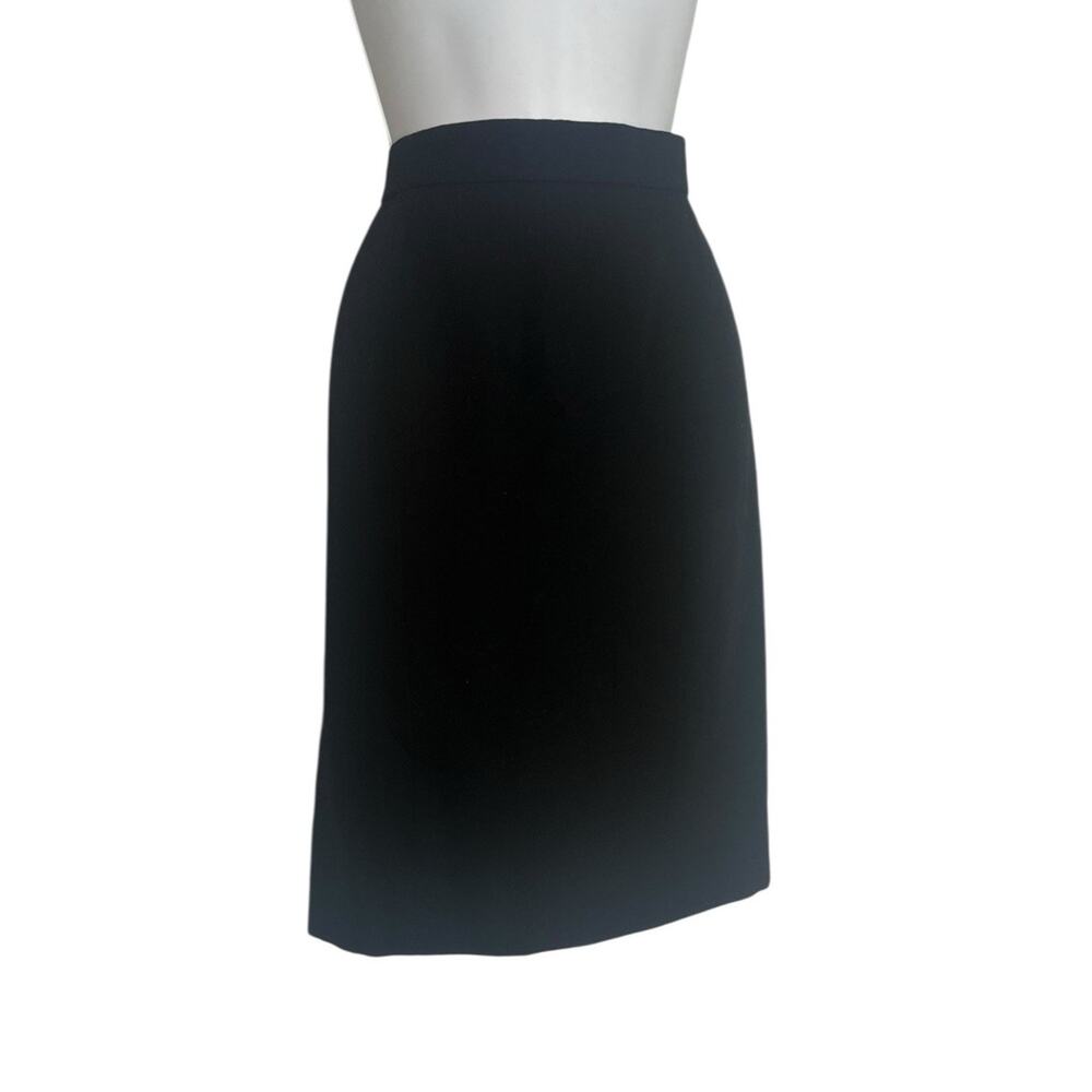 VTG Chanel Wool Black Pencil Skirt Classic Capsule Career 42 28” Waist Fits Sz 4